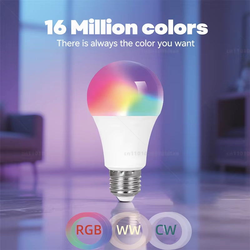 Tuya Bluetooth APP Controls LED Smart Light RGBCW Dimmable Bulb 15W Household Bedroom Christmas Party Decoration Group Control