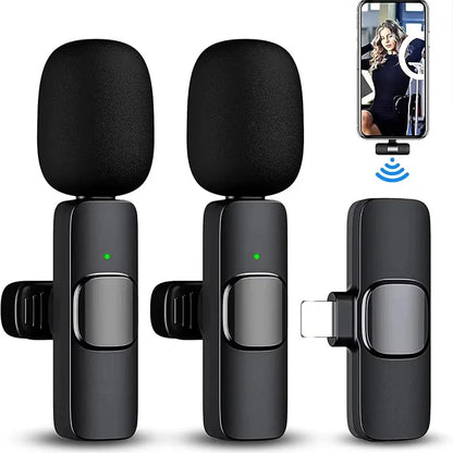 Wireless Lavalier Microphone for Iphone Android Plug and Play Wireless Noise Canceling Microphone Youtube Tiktok Live Streamin