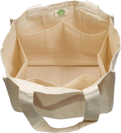 Best Canvas Grocery Shopping Bags with Handles and Bottle Sleeves - Organic Cotton, Washable and Eco-Friendly Cloth Grocery Totes - Reusable Shopping Grocery Bags (3 Bags)