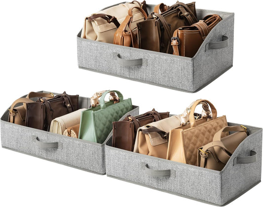 Closet Organizers and Storage, Trapezoid Storage Bins, Gray, Dog Toy Bin, Storage Baskets for Shelves, Fabric Storage Bins with Handles, Clothing Organizer, Gray, 3-Pack