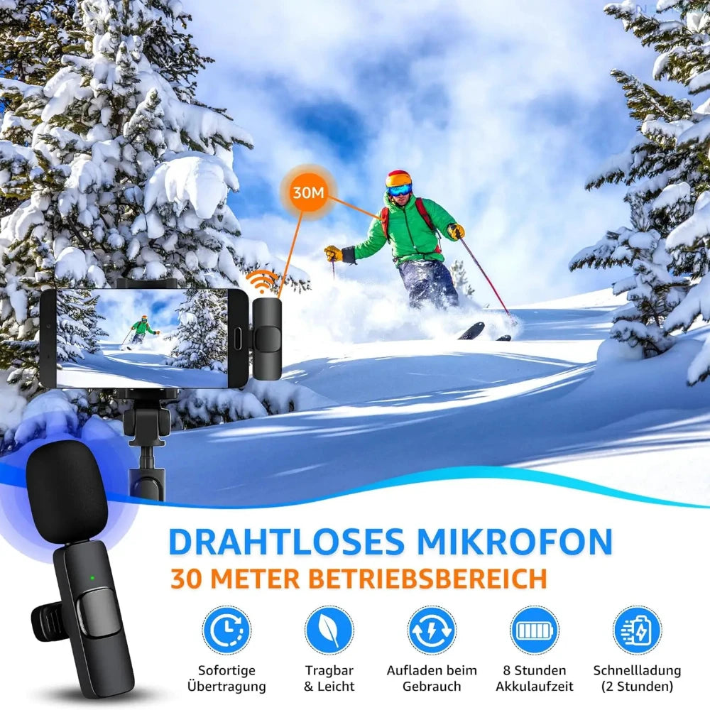 Wireless Lavalier Microphone for Iphone Android Plug and Play Wireless Noise Canceling Microphone Youtube Tiktok Live Streamin