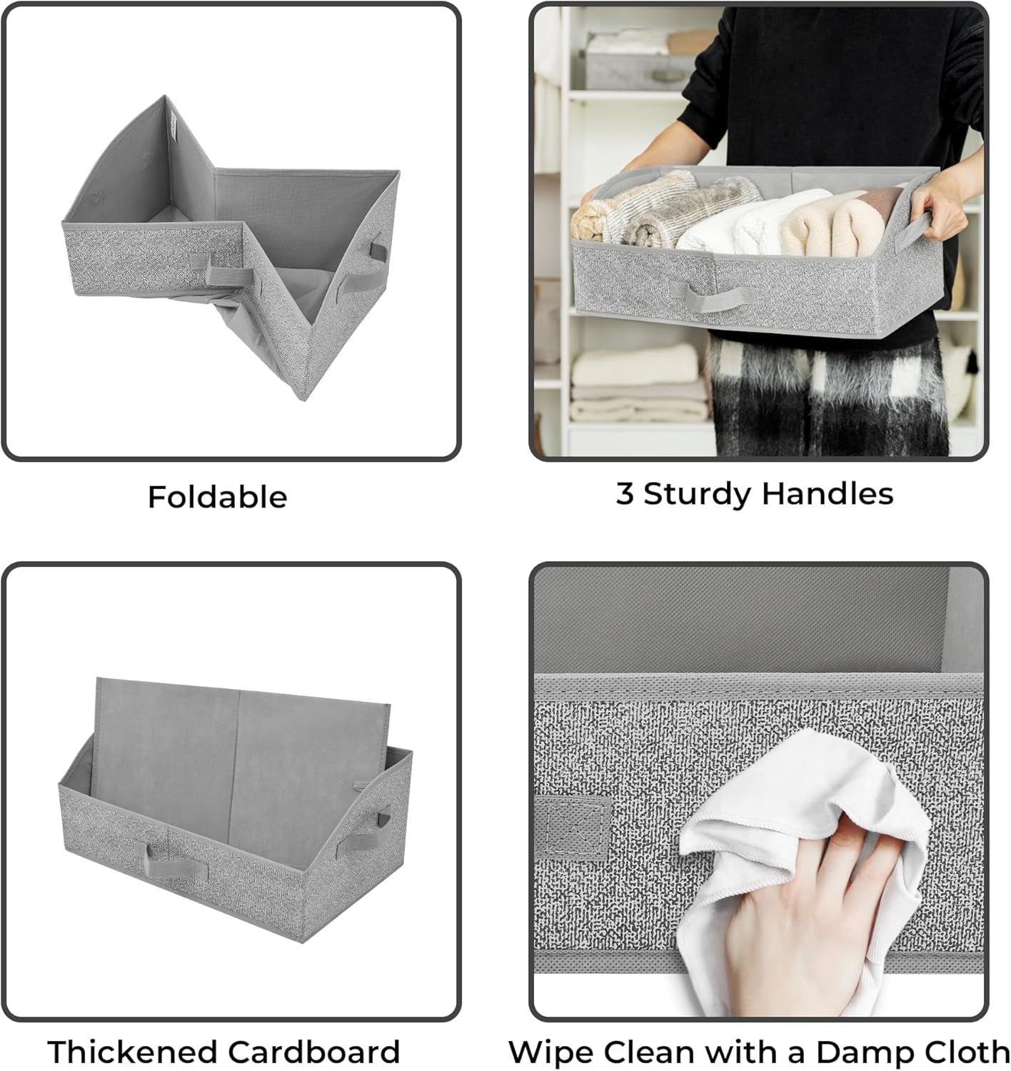 Closet Organizers and Storage, Trapezoid Storage Bins, Gray, Dog Toy Bin, Storage Baskets for Shelves, Fabric Storage Bins with Handles, Clothing Organizer, Gray, 3-Pack