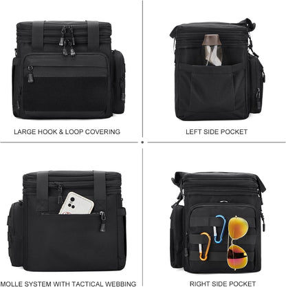 Tactical Lunch Box for Men, Insulated Lunch Bag Adult, Thermal Lunchbox Leakproof Waterproof Cooler Bag, Large Lunch Pail for Work Office Camping Travel (Black)